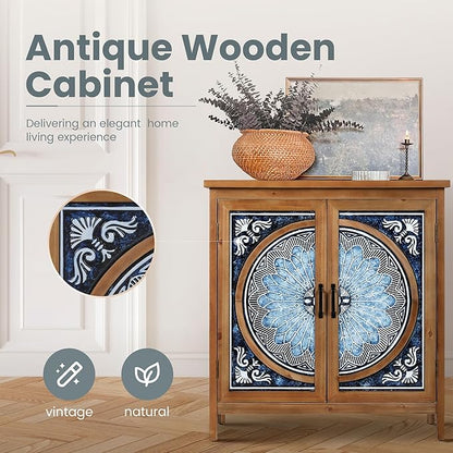 PHI VILLA Accent Cabinet with Doors, Small Storage Cabinet Sideboard Buffet Credenza for Living Room, Entryway