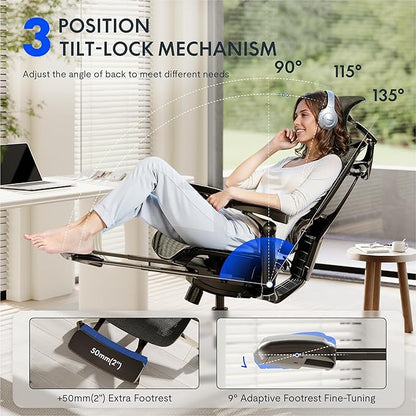 FLEXISPOT ErgoX-PRO Ergonomic Office Chair Black – 5D Lumbar, 7D Armrests, 4D Headrest, 551LB Capacity, AeroWeave 5.0 Mesh Seat – Office, Gaming, Bedroom