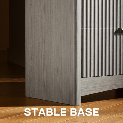 Marsail 5 Drawer Tall Wooden Dresser with Smooth-Glide Drawers, Modern Storage Solution for Bedrooms and Hallway, Featuring Large Capacity and an Elegant Natural Wood Finish, Light Grey