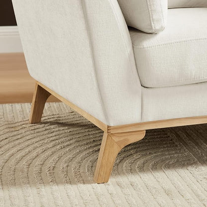 VANOMi Large-Sized Accent Chair, Thick Cushion Bedroom Reading Chair, Comfortable Living Room Single Sofa, Chenille White
