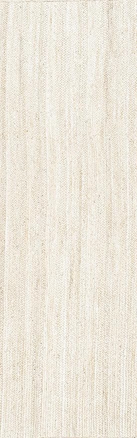 nuLOOM 2x14 Rigo Jute Hand Woven Area Rug, Off White, Solid Farmhouse Design, Natural Fiber, For Bedroom, Living Room, Dining Room, Hallway, Office, Kitchen, Entryway