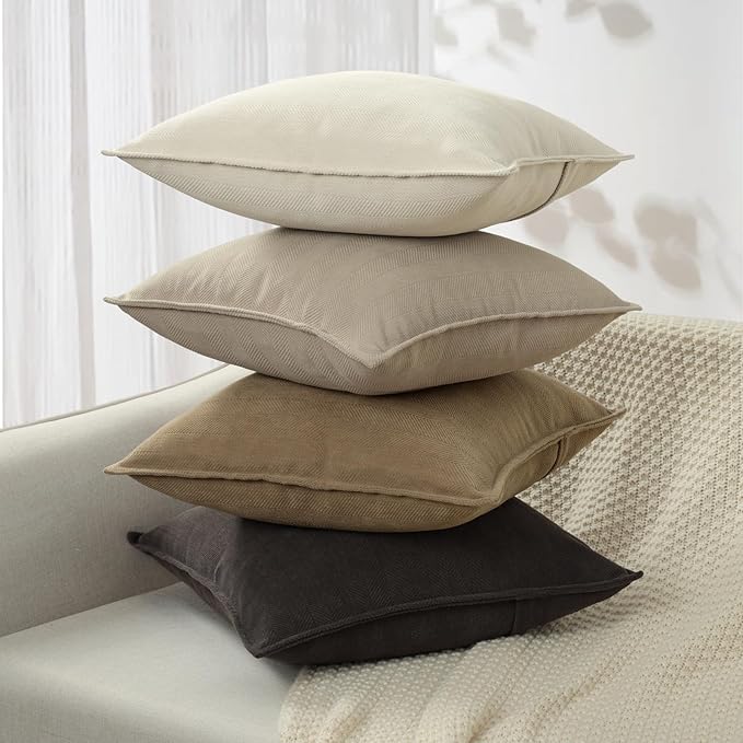 ZWJD Throw Pillow Covers 18x18 Set of 4 Chenille Pillow Covers with Elegant Design Soft and Luxurious Decorative Throw Pillows for Couch, Bed, and Home Decor