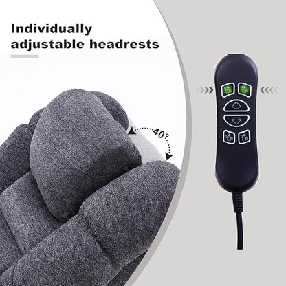 Triple Motor Power Lift Recliner Chair with Massage and Dual Heat for Elderly People, Zero Gravity Lay Flat Recliner Infinite Position, USB Ports（Grey）