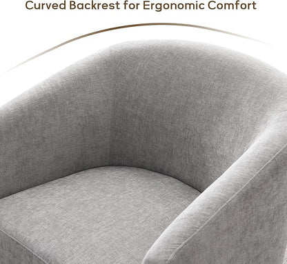 Chenille Swivel Accent Chair, Living Room Chairs, No Assembly Upholstered Armchair, 360°Rotating Barrel Chair for Bedroom, Apartment & Reading Nook (1, Light Grey)