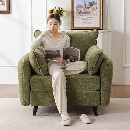 Oversized Accent Chair Set of 2,All Seats Storage,Comfy Armchair,24.5'' Deep Seat,Upholstered Living Room Chairs,Reading Chair for Bedroom,Office,Chenille,Green