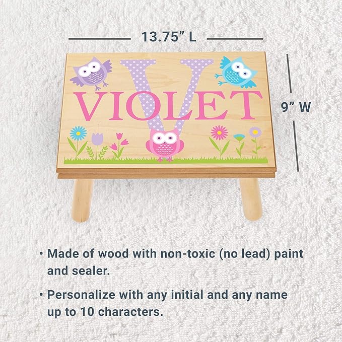 Let’s Make Memories Personalized My Own Name Step Stool - Children’s Step Stool - Sturdy Wood – Non-Toxic Paint, Sealer - Unicorn Design - Espresso - 14’Wx9.25”Lx8.75”H - Ages 3+