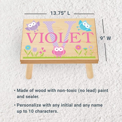 Let’s Make Memories Personalized My Own Name Step Stool - Children’s Step Stool - Sturdy Wood – Non-Toxic Paint, Sealer - Dinosaur Design - Natural - 14’Wx9.25”Lx8.75”H - Ages 3+