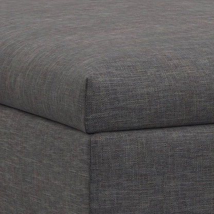 SIMPLIHOME Rebecca 36 inch Wide Contemporary Square Mid Century Coffee Table Storage Ottoman with Lift Up Lid in Slate Grey Polyester Linen, Assembled, For the Living Room, Entryway and Family Room