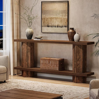 Tribesigns 71-Inch Long Console Table for Entryway, Wooden Sofa Table Behind Couch, for Living Room, Hallway, Foyer, Dark Brown