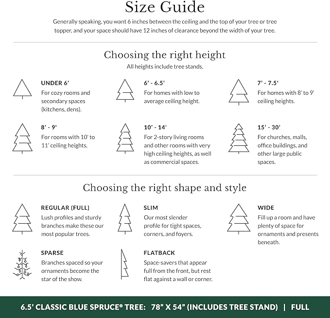 Balsam Hill 6.5ft Pre-Lit Classic Blue Spruce - Artificial Christmas Tree with 2,144+ Tips, 700 Clear LED Lights, Easy Plug Technology & Premium Stand for Indoor Holiday Decorating