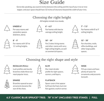 Balsam Hill 6.5ft Pre-Lit Classic Blue Spruce - Artificial Christmas Tree with 2144+ Tips, 700 Clear Incandescent Lights, Easy Plug Technology & Premium Stand for Indoor Holiday Decorating