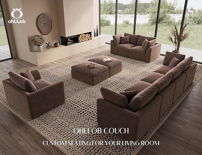 48.6" Single Sofa, Small Boneless Couches for Living Room, Cloud Couch for Bedroom, Office, Brown