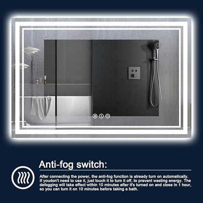 77x36 Inch LED Bathroom Mirror with Lights, Backlit and Front Lighted Bathroom Mirrors for Wall, Anti-Fog Dimmable Memory Shatterproof LED Vanity Mirror for Bathroom