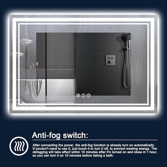 84x40 Inch LED Bathroom Mirror with Lights, Backlit and Front Lighted Bathroom Mirrors for Wall, Anti-Fog Dimmable Memory Shatterproof LED Vanity Mirror for Bathroom