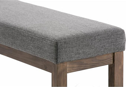 SIMPLIHOME Milltown 45 inch Wide Contemporary Rectangle Large Ottoman Bench in Grey Linen Look Fabric, Assembled, for the Living Room and Bedroom