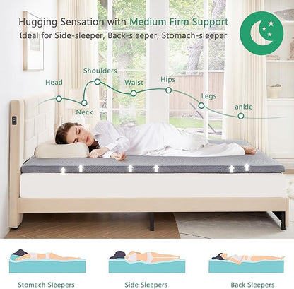 VECELO Gel Infused Memory Foam Mattress Topper California King Size, 2 Inch Fresh Cooling Mattress Pad with Washable Cover, Pain Pressure Relieve Bed Topper, Breathable, Comfort