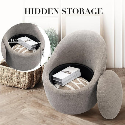 360° Swivel Accent Chair Set of 2, Mid-Century Modern Chair with Hidden Storge, Small Swivel Chair with Arms for Living Room/Office - Light Grey