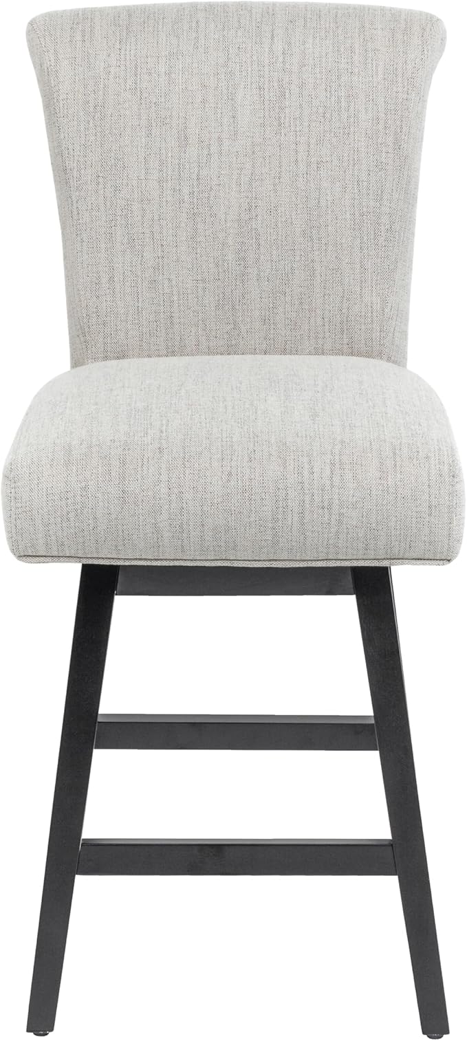 Bar Stool, 26 Inch Upholstered Barstools with 15.7" High Back and Footrest, Swivel Counter Height Barstools for Kitchen Island Home Bar Performance Fabric Ivory White