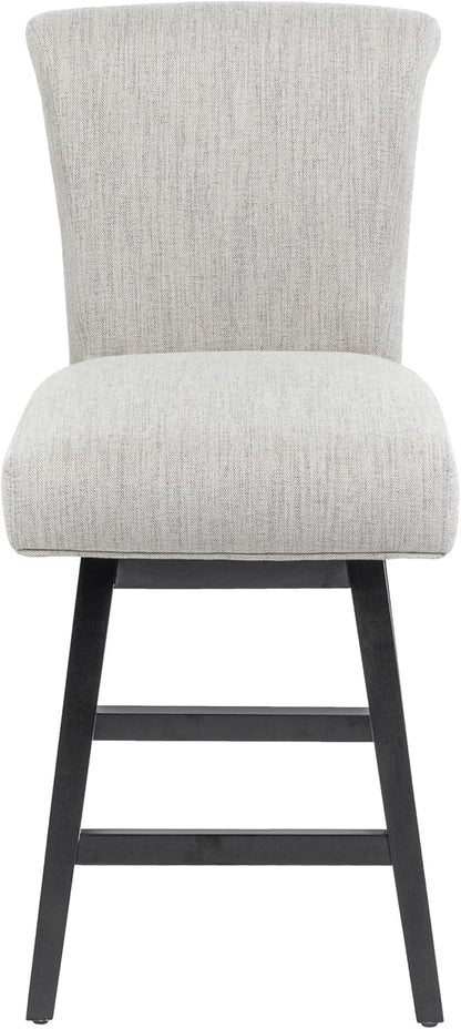 Bar Stool, 26 Inch Upholstered Barstools with 15.7" High Back and Footrest, Swivel Counter Height Barstools for Kitchen Island Home Bar Performance Fabric Ivory White