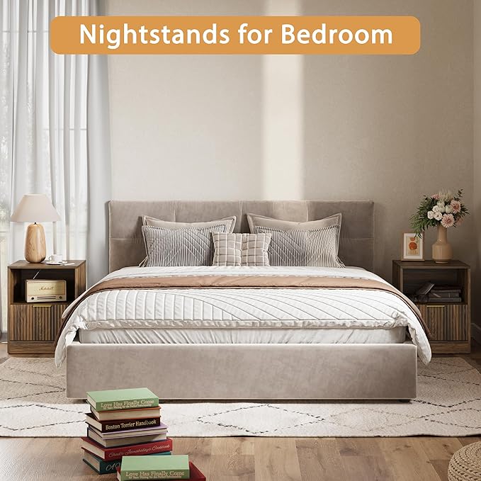 3-Piece Modern Bedroom Furniture Set, Wide 7-Drawer Dresser & 1-Drawer Nightstands Set of 2, Natural Wood Dresser and Nightstand Sets for Bedroom, Hallway, Walnut