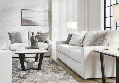 Signature Design by Ashley Maitelynn Contemporary Sofa with Accent Pillows, Reversible Cushions and Sloped Arms, Light Gray