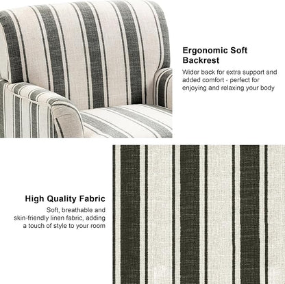 Accent Chair, Mid Century Modern Comfy Armchair for Living Room, Linen Fabric Single Sofa Lounge for Reading Bedroom Apartment Waiting Room with Wood Legs