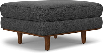 SIMPLIHOME Morrison 33-inch Wide Table Ottoman in Charcoal Grey Woven-Blend Fabric, Multifunctional Footrest, Coffee Table, or Extra Seating for Living Room, Mid-Century Modern Style