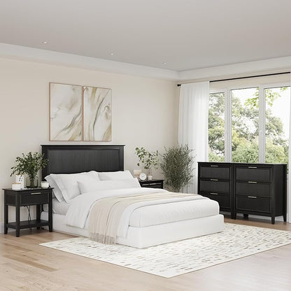 Bush Home 65-inch Full/Queen Headboard, Bedroom Furniture, Camille Collection, Onyx Birch Black