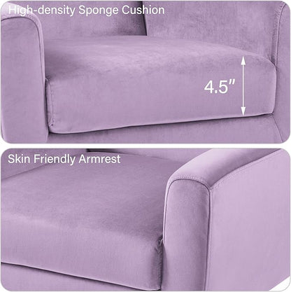 Accent Chair, Mid-Century Modern Velvet Fabric Chairs with Arms for Living Room, Comfy Upholstered Club Single Sofa Armchair for Bedroom Waiting Room with Solid Wood Frame (Velvet Purple, Set of 1)
