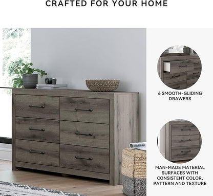 Signature Design by Ashley Urbanoore Rustic 6-Drawer Dresser with Safety Stop, Gray