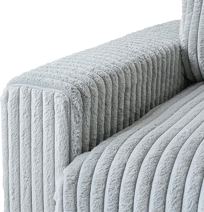 L Shaped Sofa with Ottoman, 78.74" Modular Sectional Couches for Living Room, Loveseat Couch with Removable Covers, Plush Deep Seat Sleeper Sofa for Apartment and Small Space, Gray