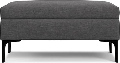 SIMPLIHOME Rebecca 36 inch Wide Mid Century Rectangular Coffee Table Storage Ottoman with Lift Up Lid in Slate Grey Polyester Linen Look, Assembled, for The Living Room, Entryway and Family Room
