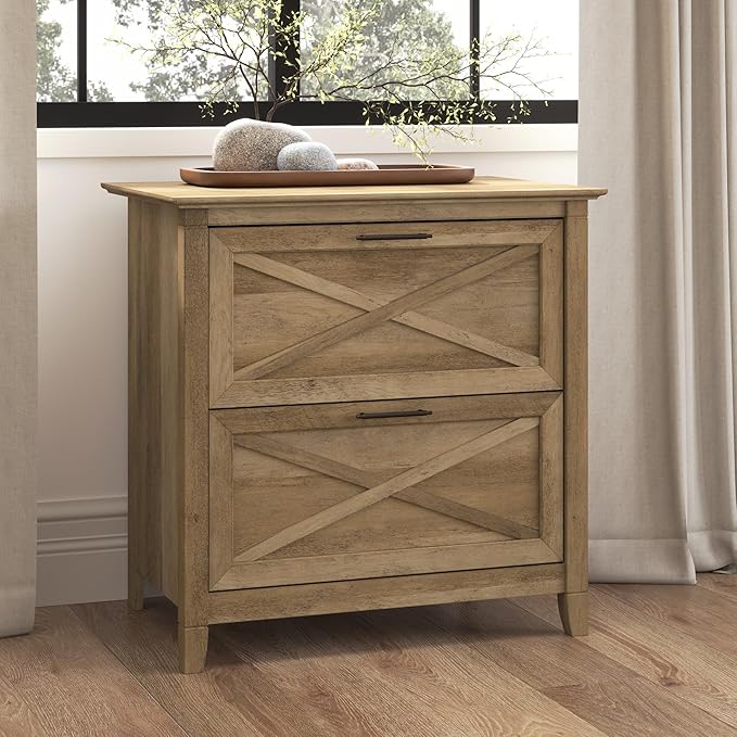 Bush Furniture Key West 2 Drawer Lateral File Cabinet in Reclaimed Pine, Document Storage for Home Office, Accent Chest with Drawers