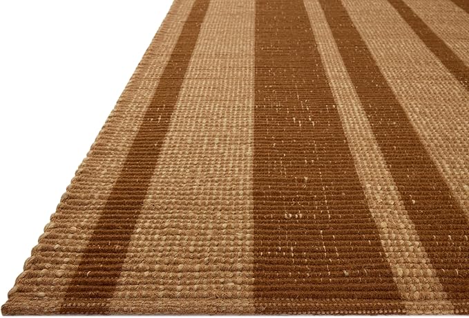 Loloi Leanne Ford Weatherstaff Collection WTS-04 Cinnamon/Natural 9'-3" x 13' Area Rug Jute, Striped, Neutral, Living Room, Bedroom, Dining Room