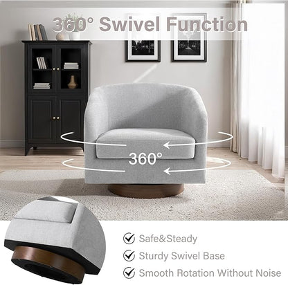 Lumibee Swivel Accent Chairs Set of 2, Chenille Fabric Swivel Barrel Chairs for Living Room, Modern Comfy Upholstered Round Armchairs Single Sofa Chairs for Bedroom, Club-Light Gray
