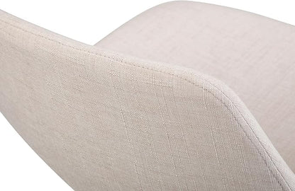 SIMPLIHOME Randolph Counter Stools (Set of 2) - 28 Inch Seat Height Upholstered Bentwood Kitchen Seats in Natural Linen Look Fabric, Mid Century Modern Seating with Curved Backrest and Chrome Footrest