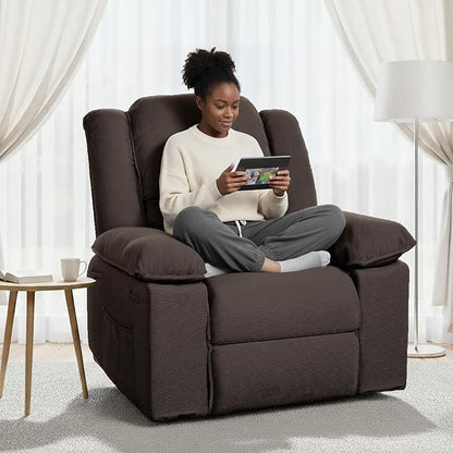 FLEXISPOT Massage Swivel Rocker Recliner Chair for Adults, Rocking Chair Nursery with Massage and Heat, USB Charging Port, 360° Swivel Recliner for Living Room Bedroom Nursery, Brown (XRC2)