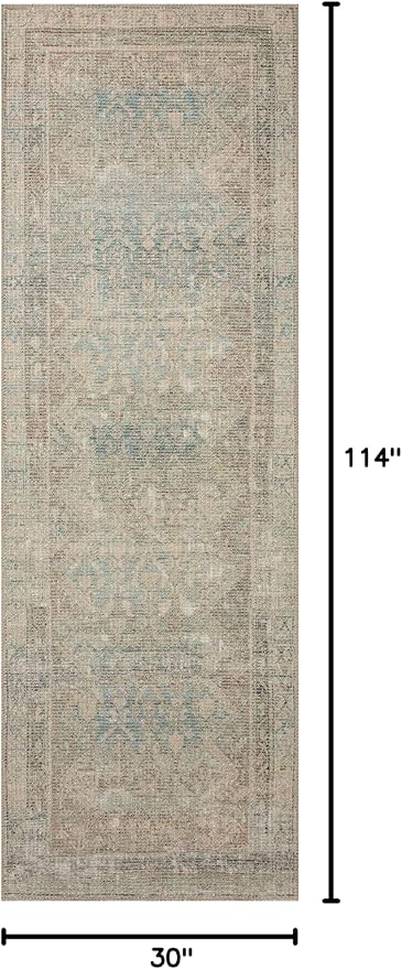 Loloi Angela Rose Aubrey Collection AUB-03 Jade/Natural 2'-6" x 9'-6", .19" Pile Height, Runner Rug