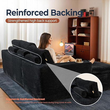 106" Oversized Couch Sofa, L Shape Couches for Living Room, No Assembly Required Corduroy Sectional Sofas with Left Facing Chaise for Home Apartment