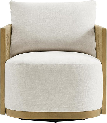 CHITA Braid Swivel Accent Chairs, Modern Comfy FSC Certified Armchair with Paper Cord & Wood Frame for Living Room and Bedroom, Fully Assembled - Mink