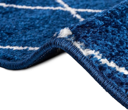 Unique Loom Trellis Frieze Collection Area Rug - Geometric (6' 1" x 9', Navy Blue/ Ivory)
