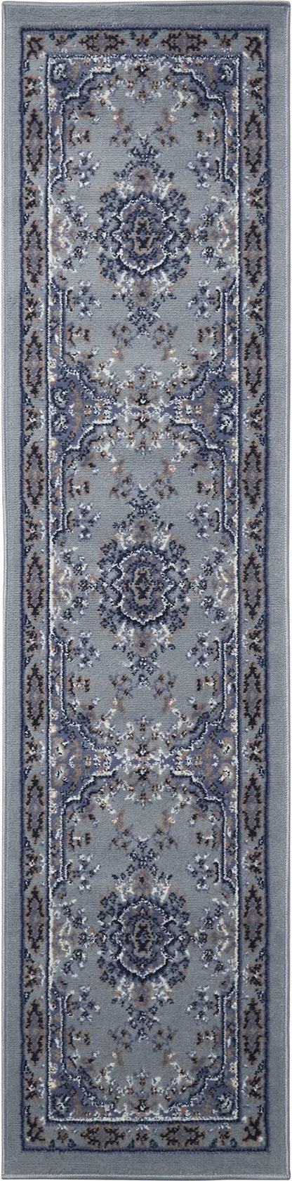 Home Dynamix Premium Sakarya Traditional Medallion Border Area Rug, Silver, 1'9"x7'2" Runner