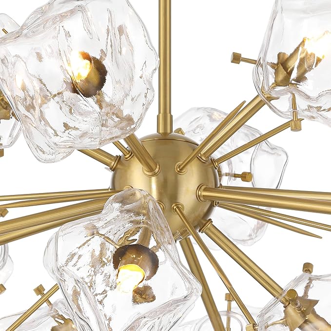 Possini Euro Design Klara 30" Modern Pendant Chandelier Ceiling Light Fixture Dining Room Over Table Kitchen Island Foyer Sputnik Hanging 12-Light LED Dimmable Clear Soft Gold Finish Glass Hallway
