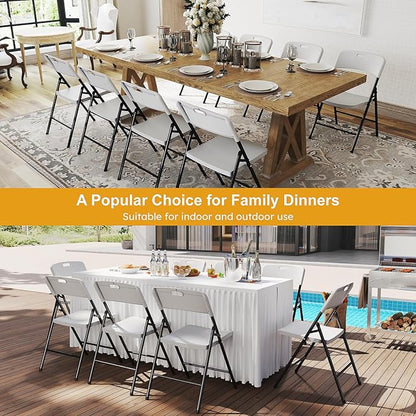 48 Pack Folding Chairs, 700lbs Capacity Heavy Duty Folding Chair with Reinfoced Steel Frame for Indoor/Outdoor Use, White Plastic Foldable Chairs for Party, Patio, Meeting, Wedding and School