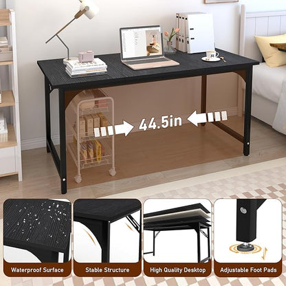 StarGraph Home Office Desks 47 Inch Large Office Desk with Sturdy Metal Frame Modern Computer Desk Gaming Study Writing Work from Home Desks, Black