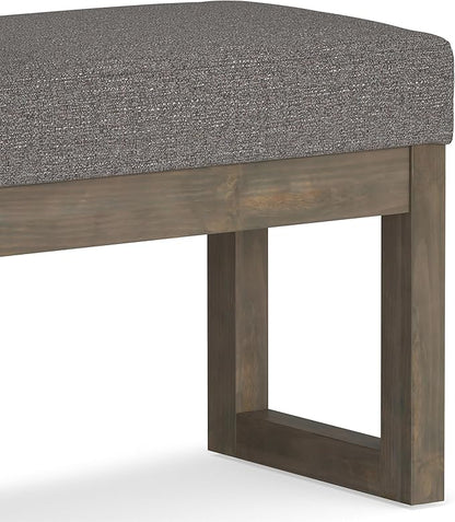 SIMPLIHOME Milltown 27 inch Wide Contemporary Rectangle Footstool Ottoman Bench in Pebble Grey Tweed Look Fabric, Assembled, for the Living Room and Bedroom