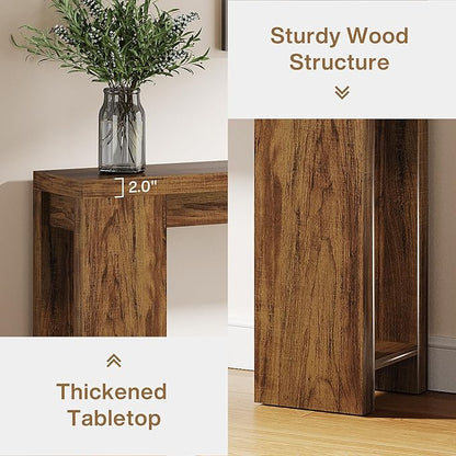 Tribesigns 70.9-Inch Long Console Table, Farmhouse Wooden Entryway Sofa Table Behind Couch, Narrow Entry Console for Living Room, Hallway, Entrance, Foyer, Walnut Brown