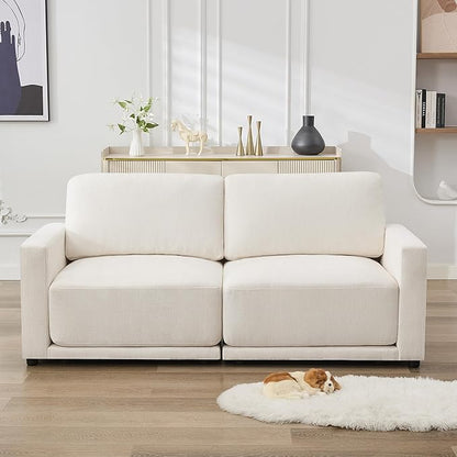 77.4" Chenille Modular Loveseat Oversized Upholstered 2 Seater Sectional Sofa with Thickened Cushions, Easy Assembly, Modern Comfy Love Seat Couch for Living Room, White