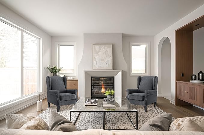Accent Chair Set of 4, Modern Living Room Chairs with Wingback, Comfy Upholstered High Back Single Sofa for Bedroom, Mid-Century Reading Armchair Sillas para Sala