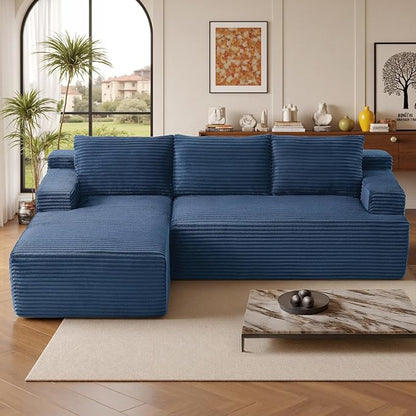 96''Sectional Couches for Living Room,Modern Modular Sectional Sofa,Upholstered Boneless Couch with Pockets,Comfy Cloud Couch with L Shaped Chaise (Blue, 96''W Left Facing Chaise)